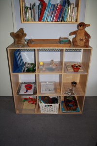 Full Set up of our Katy No-Pocket themed shelves